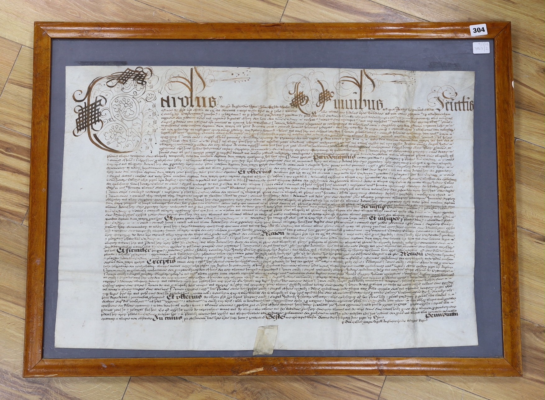 A Charles I General pardon issued to Richard Gardiner of Nortoft in the parish of Guilsborough in Northamptonshire; 10 February 1626
